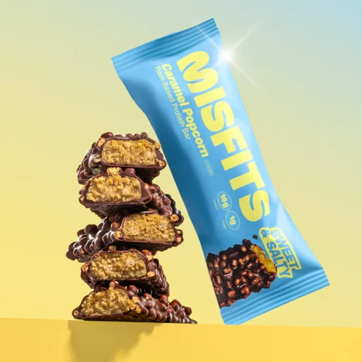 Misfits Vegan Protein Bar Caramel Popcorn 50g