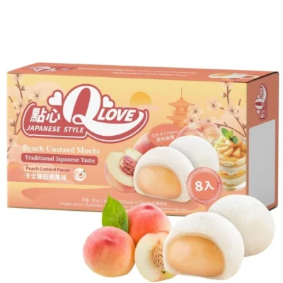 QLove White Peach Custard Premium Filling Mini Mochi 80g TWN