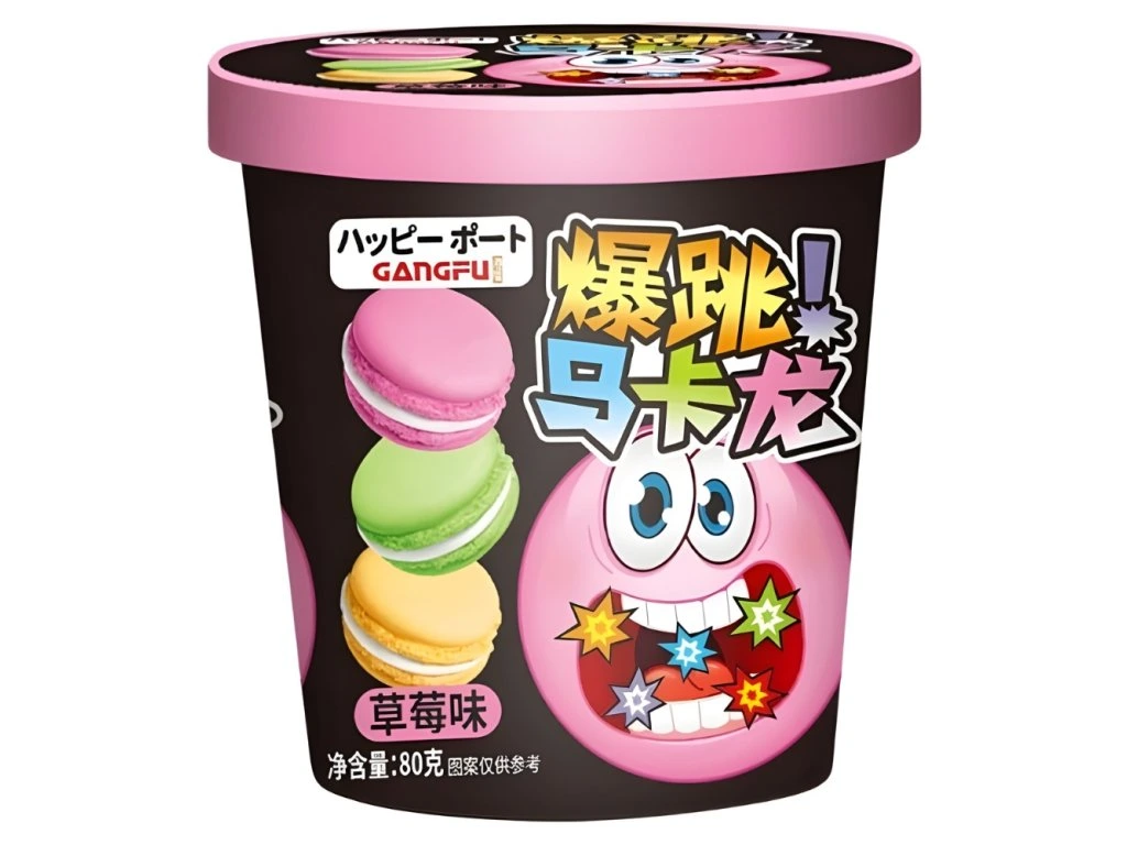 Gangfu Strawberry Popping Candy Macarons 80g CHN