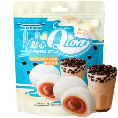 QLove Boba Milk Tea Mochi Standing Pouch 120g TWN